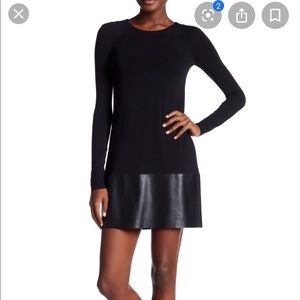 Bailey44- Black leather detail mini dress